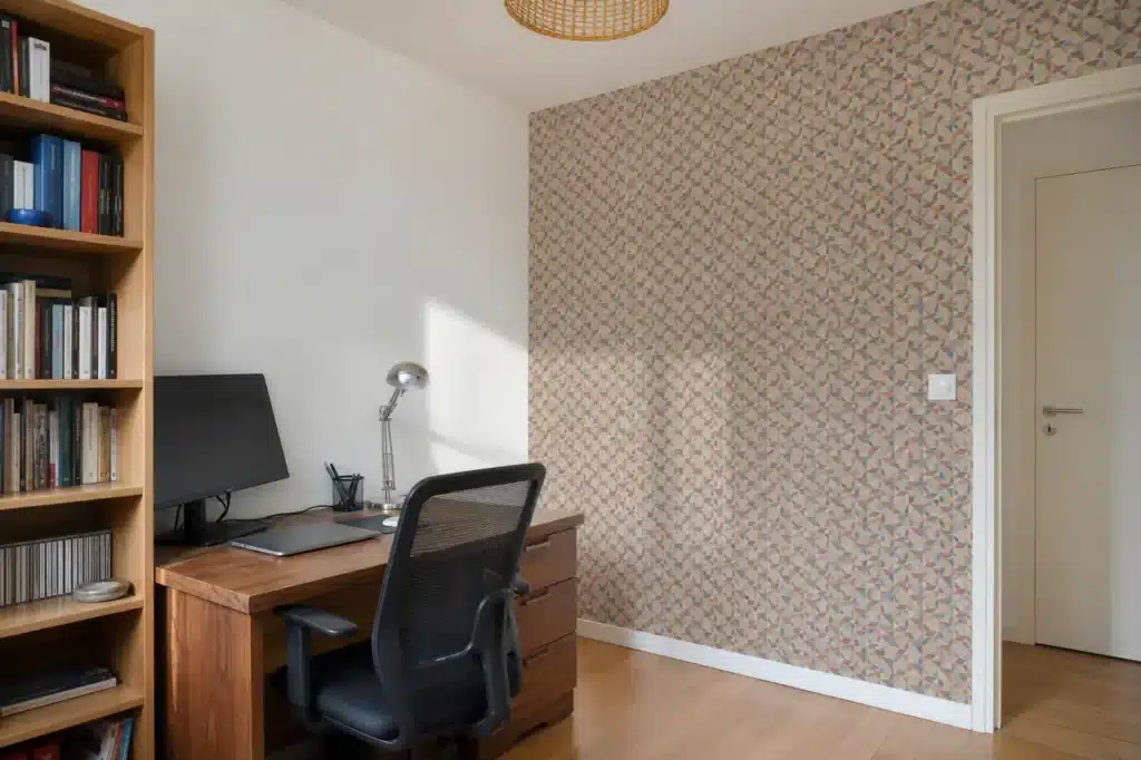 Papier peint géométrique dans un bureau