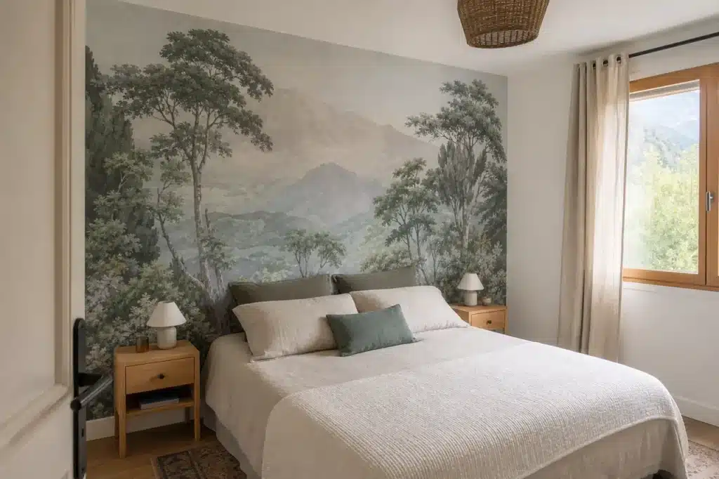 Décor panoramique végétal dans une chambre